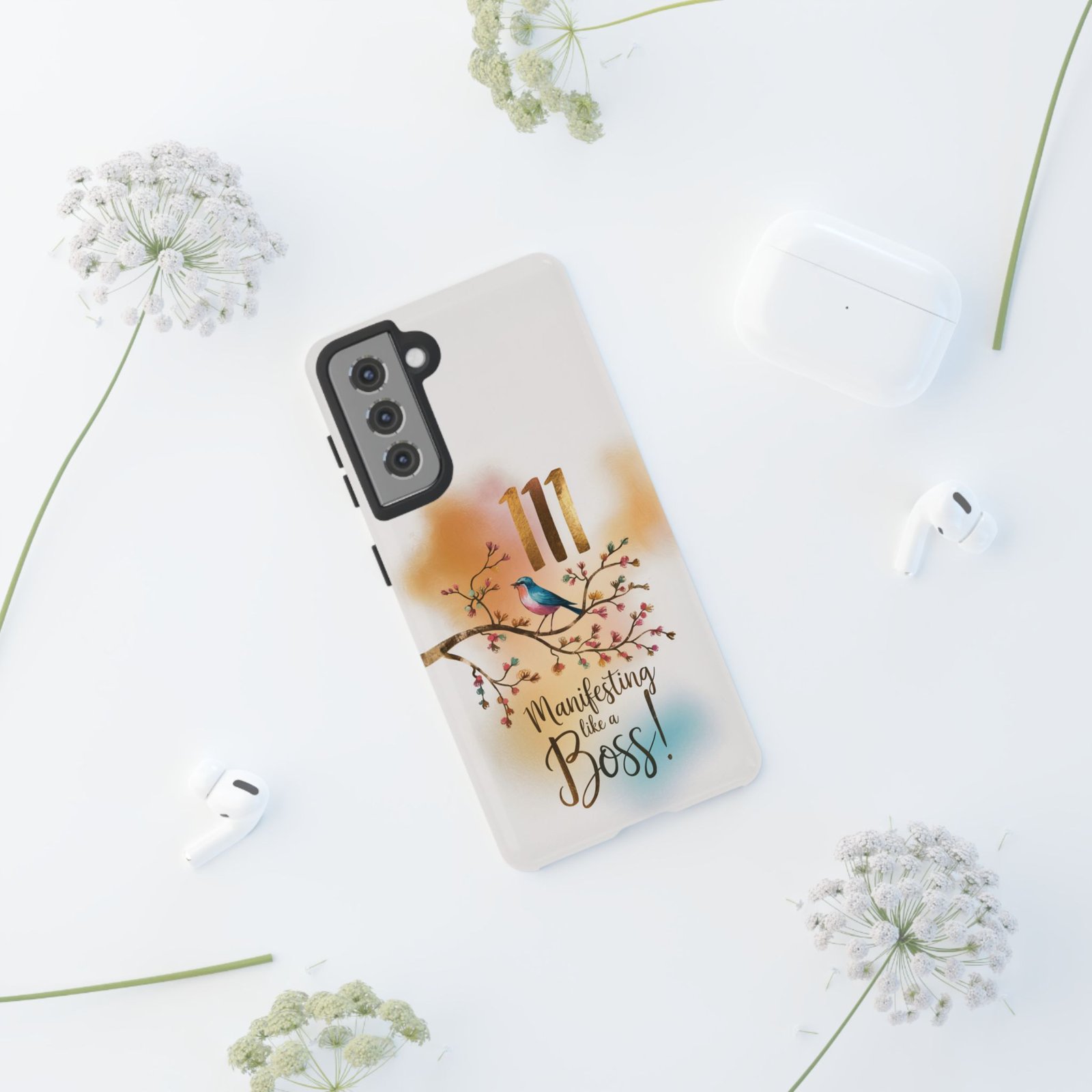 Manifesting Like a Boss! 111 Angel Number Tough Phone Case - Dual Layer Protection for Positive Vibes - Image 56